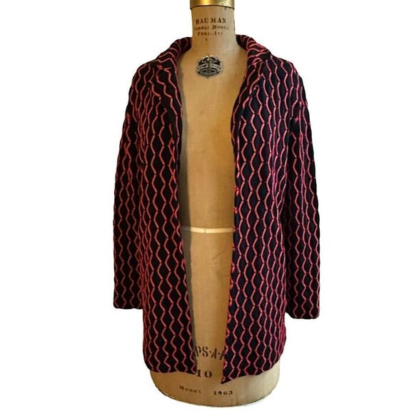 Knitss black and orange Morgan Virgin Wool Jersey knit jacket size Small - Picture 2 of 14